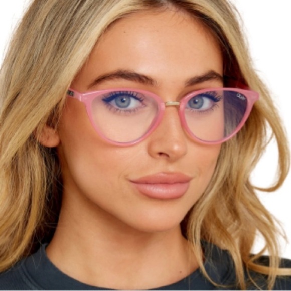 Quay Blue Light Blocking Glasses - Pink/Clear Cat Eye Frames - Picture 4 of 7